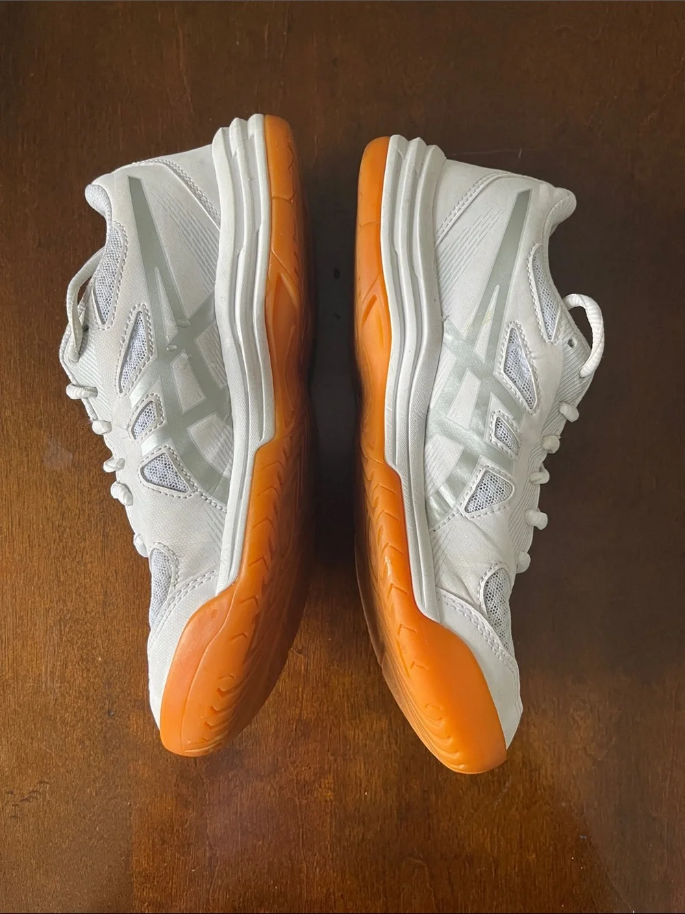 ASICS Women's White Athletic Shoes with Orange Outsole